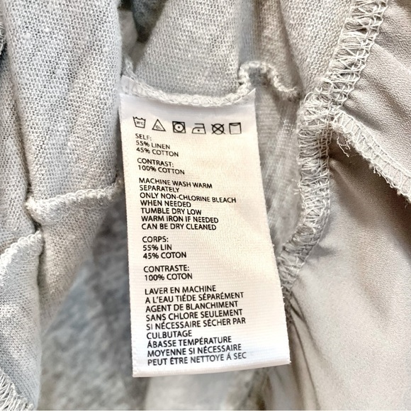 Light Grey Long Sleeves Asymmetrical Button Back Layered-Look Raw Hem Top - Picture 5 of 5